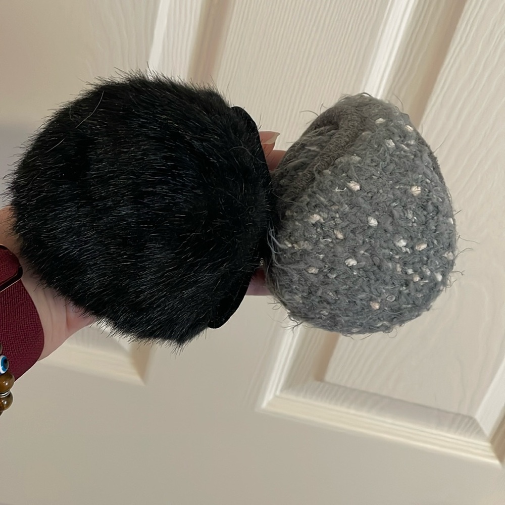 Set of ear muffs. 

One gray one black